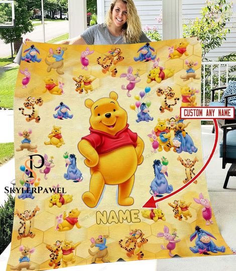 Discover Winnie The Pooh Blanket, Disney Pooh Blanket, Personalized Pooh Blanket, Winnie The Pooh Gift, Personalized Blanket, Pooh Bear Blanket