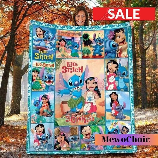 Discover Custom Name Lilo And Stitch Blanket, Personalized Stitch Blanket, Cartoon Movie Blanket, Stitch Throw Blanket, Stitch Fleece Blanket