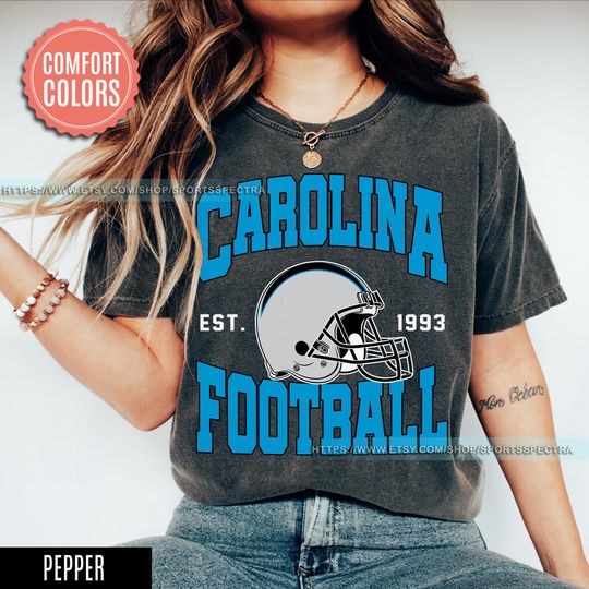 Discover Carolina Vintage Style Comfort Colors Football T-Shirt, Panther T-Shirt,Carolina Football Crewneck, Carolina Football T-Shirt