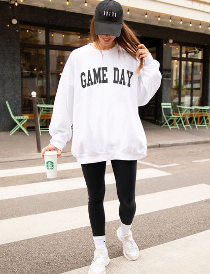 Game Day Sweatshirt, Preppy Varsity Sports Sweatshirt, Game Day Vibes Crewneck, Sunday Football, Football Mom, College Football Sweater