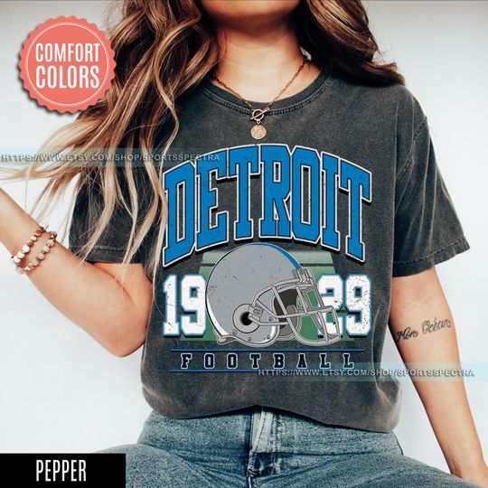Discover Detroit Football Comfort Colors Vintage Style T-Shirt, Detroit Football Tee, Detroit Football Shirt,Detroit Sweater,Sunday Football