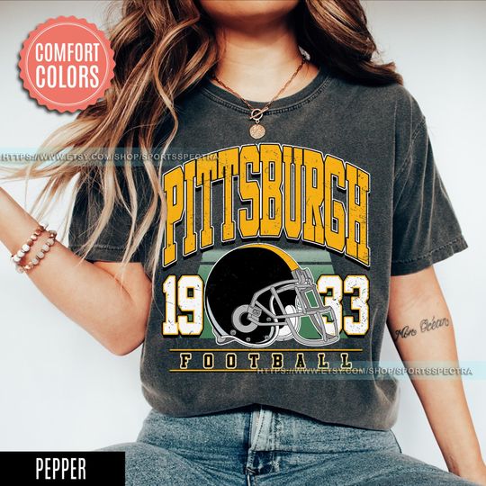 Discover Pittsburgh Football Comfort Colors T-Shirt, Vintage Unisex Pittsburgh Crewneck,Gift for Football Fan,Oversized Pittsburgh T-Shirt