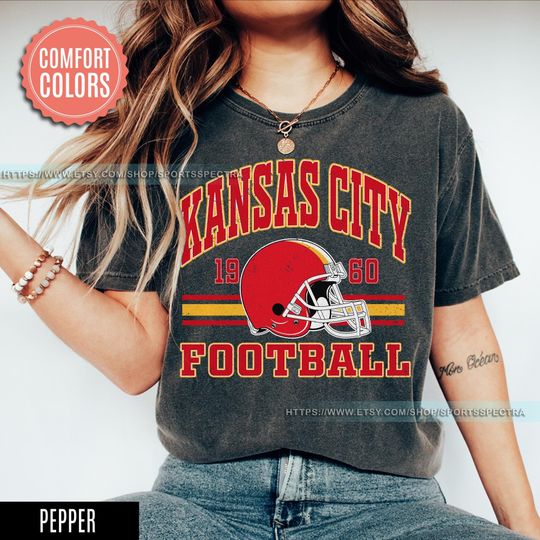 Kansas City Football Comfort Colors Vintage Style T-Shirt, Kansas City Football Crewneck, Football T-Shirt, Kansas City Fan Gifts
