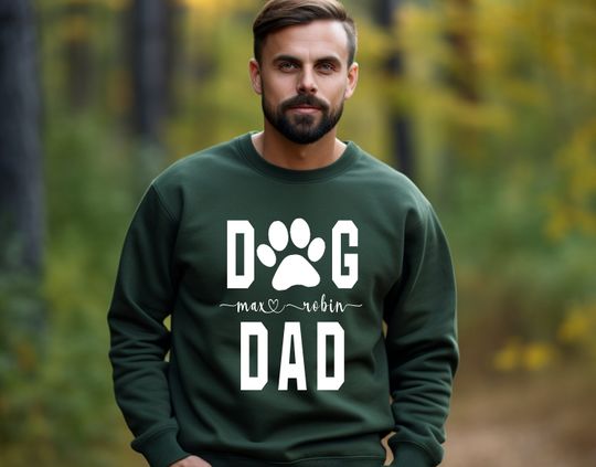 Discover Custom Dog Dad Sweatshirt with Dog Name Personalized Dog Shirt Gift for Pet Lover Sweater Fur Daddy Crewneck