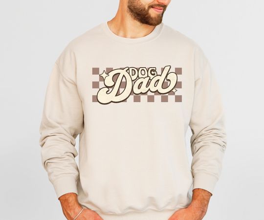 Discover Retro Checkered Dog Dad Sweatshirt, Dog Dad Gift, Dog Dad Hoodie, Dog Lover Gift, Dog Dad Shirt, Gift for Dog Dad, Dog Sweatshirt