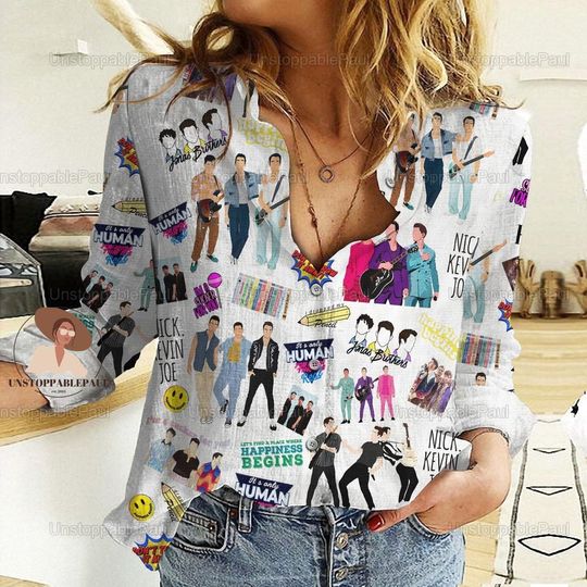 Discover Jonas Brothers Line Shirt, Jonas Brothers Linen Blouse, Joe Jonas Shirt, Joe Jonas Tees, Button Up Shirt, Blouse Women Shirt, Jonas Shi