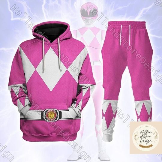 Discover Halloween Pink Ranger Mighty Morphin Costumes Hoodie, Power Rangers Sweatshirt, Sweat Pants, Costume For Family, Superhero Cosplay Tee
