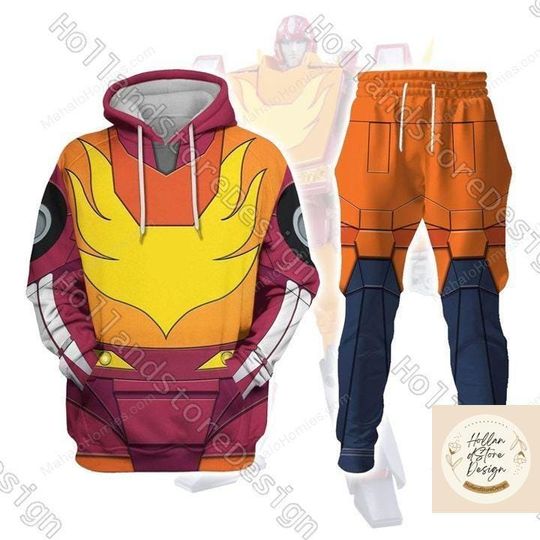 Discover Halloween Transformers Hot Rodimus Costume 3D Hoodie, Transformers Robot Cosplay Tee, Autobot Sweatpants, Halloween Costume For Family