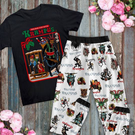Discover Krampus Pajamas Set, Family Pajamas, Family Christmas Pajamas Set.