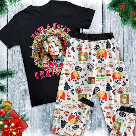 Have A Holly Dolly Christmas Pajamas Set, Dolly Parton Family Pajamas, Family Christmas Pajamas Set.