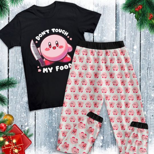 Don't Touch My Food Pajamas Set, Kirby Family Pajamas, Family Christmas Pajamas Set.
