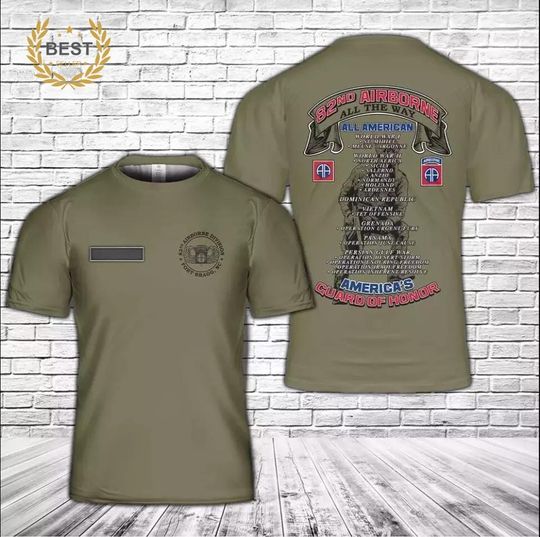 Custom Name US Army 82nd Airborne Division Fort Bragg 3D T-Shirt