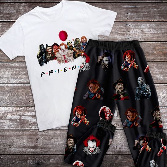 Discover Friends Halloween Pajamas Set, Friends Characters Halloween Pajamas For Adult And Kids, Horor Movie Pajamas Set For Women And Kids
