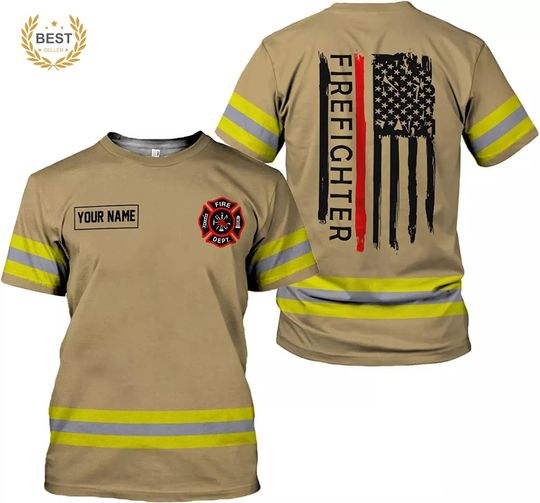 Discover Personalized Firefighter Shirt, Custom Name Fire Man Firefighter Gift Tshirt 3D