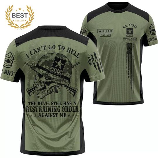 Discover Custom Name US Veteran Military Army All Over Print 3D T-Shirt Memorial Day
