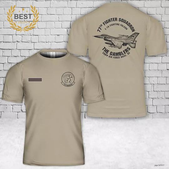 Discover Custom Name US Air Force 77th Fighter Squadron F-16 Fighting Falcon T-Shirt