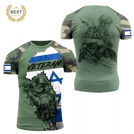 Israel National Flag T Shirt For Men Army Veteran Tactical Tops Military Camo 3d