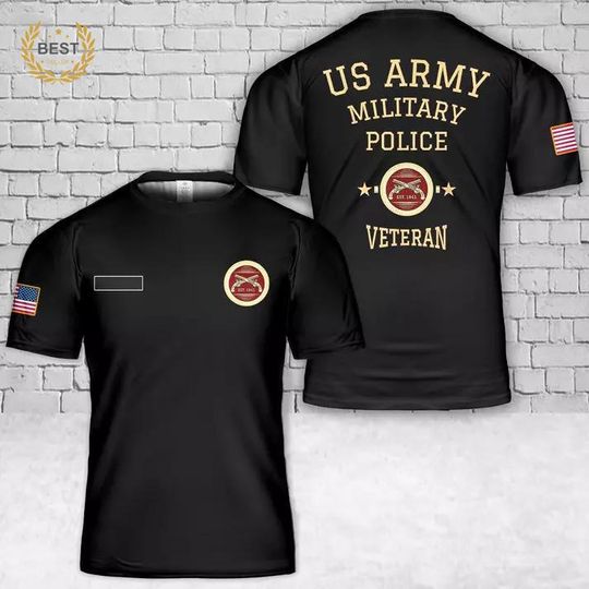 Custom Name US Army Military Police Veteran T-Shirt 3D