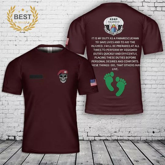 Custom Name US Air Force Special Forces Pararescue T-Shirt Father's Day Gift