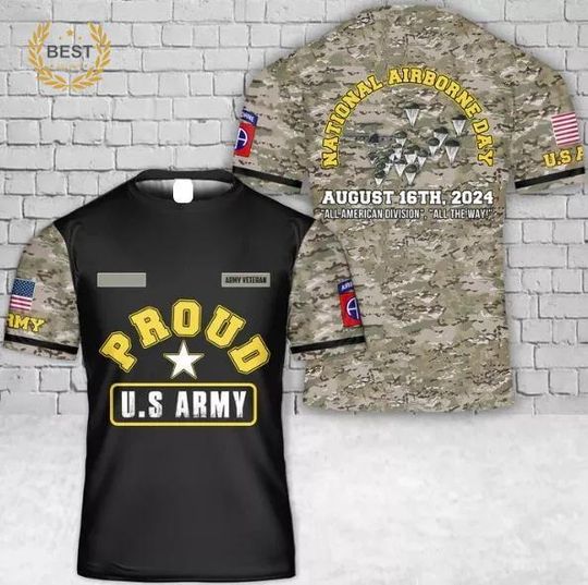 Discover Custom Name US Army National Airborne Day Paratroopers With The 82nd T-Shirt 3D