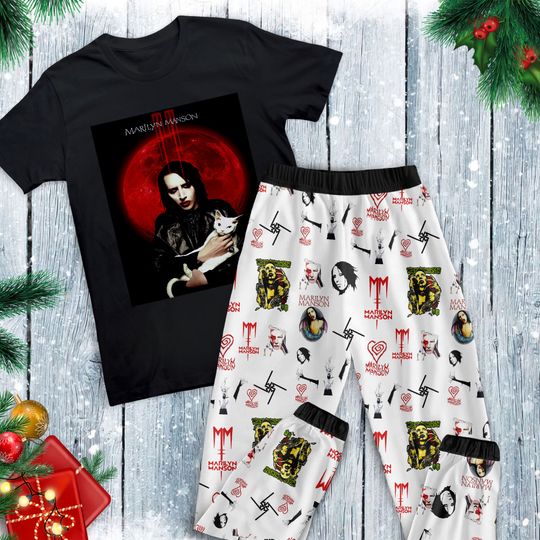 Marilyn Manson Pajamas Set, Family Pajamas, Family Christmas Pajamas Set.