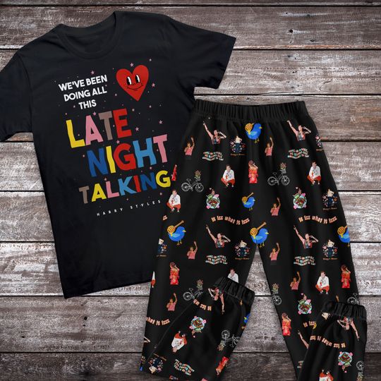 Late Night Talking Pajamas Set, Family Pajamas, Family Christmas Pajamas Set.