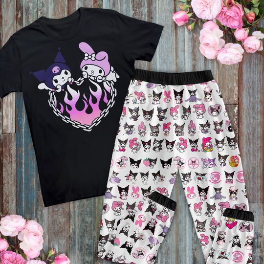 Kuromi Christmas Pajamas Set, Kuromi Family Pajamas, Kuromi Family Christmas Pajamas Set.