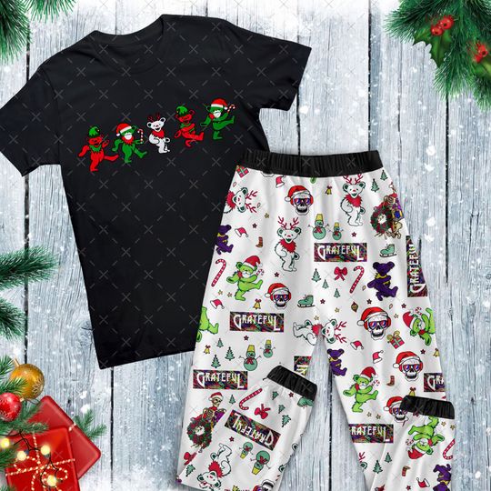 Grateful Dead Pajamas Set, Family Pajamas, Family Christmas Pajamas Set.
