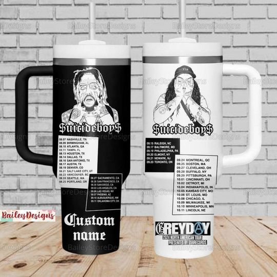 Suicideboy Band Tumbler 40 Oz, Personalized Greyday 2024 Merch Tumbler Cup, Suicideboys G59 Drink Tumbler, G59 City Morgue Tumbler