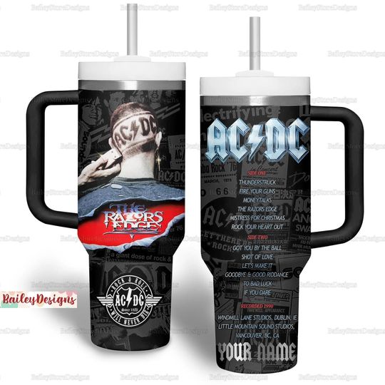 Discover AC-DC Pwr Up Tour Tumbler 40 oz, Pwr Up Tour Tumbler Cup, AC-DC Band Coffee Tumbler, AC-DC Merch Drink Tumbler, AC-DC Rock Band Gift