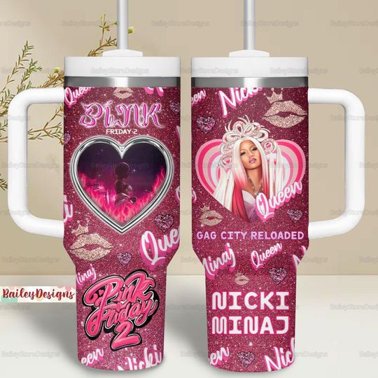 Nicki Minaj Tumbler 40oz, Pink Friday 2 Tour Tumbler, Gaga City Reloaded Tumbler, Nicki Minaj Rapper Tumbler Cup, Halloween Gift