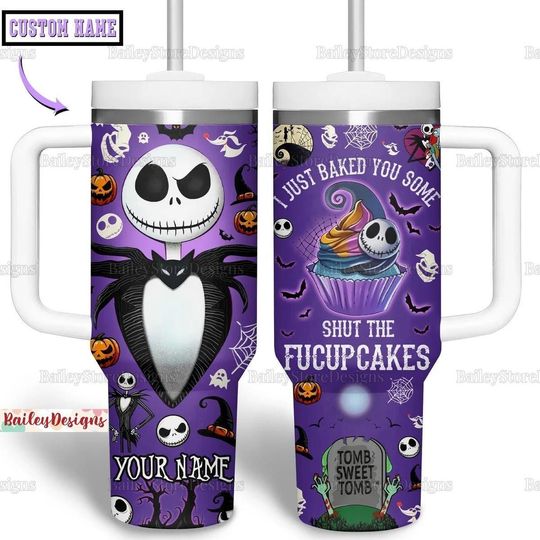 Personalized Jack Skellington Tumbler 40oz, Nightmare Before Christmas Tumbler, Disney Movie Coffee Tumbler Cup, Halloween Movie Gift