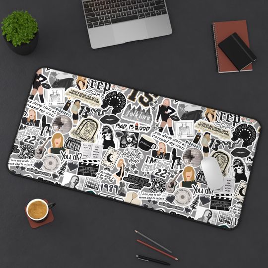 Discover T Swift Desk Mat,Tay Tay Desk Mat, Large Mouse Pad, taylor version Desk Decor, Black and White Desk Mat, Extra Large Mouse Pad, Swift Gift