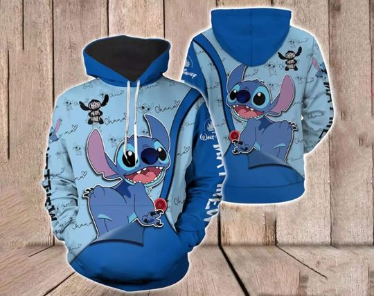Personalized Stitch 3D Hoodie, Disney Cartoon 3D Halloween, Stitch Halloween 3D Hoodie, Gift For Halloween Party.