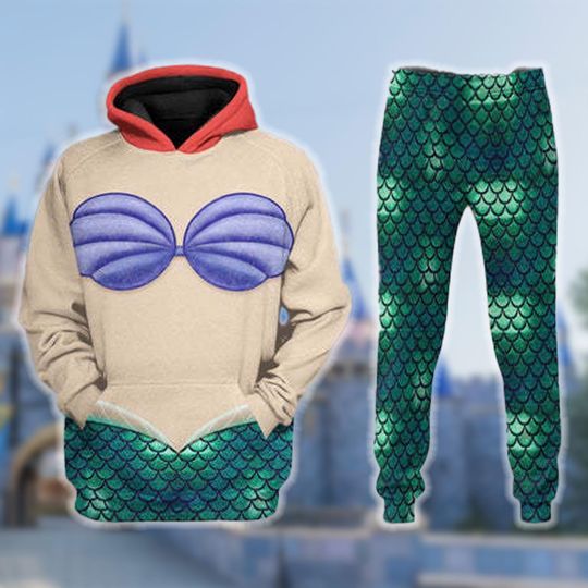Discover The Little Mermaid 3D Costume Hoodie, Ariel Cosplay Costume Sweatshirt, Animation Costume 3D Sweatshirt, Princess All Over Print Outfit