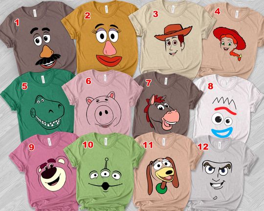 Costume Toy Story Characters Shirt, Disney Toy Story Cartoon Shirt, Group Matching Shirt