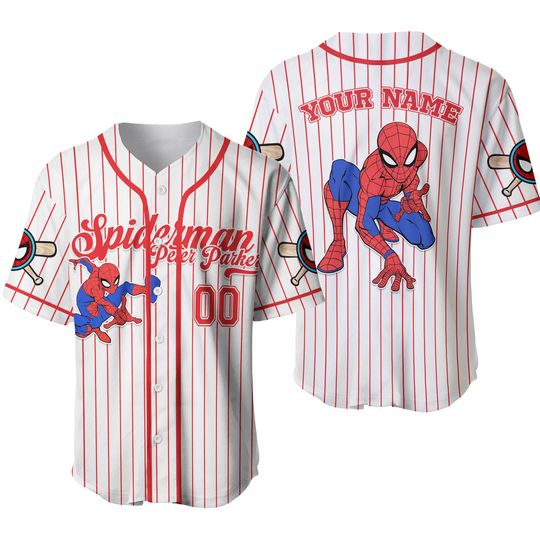 Custom Disney Spiderman Spiderverse Peter Parker Baseball Jersey