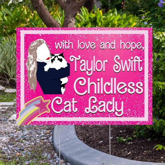 Discover Childless Cat Lady For Kamala 2-Sided Yard Sign, swiftiee For Harris Walz 2024, Madam President Election Obviously Signs Metal Stake