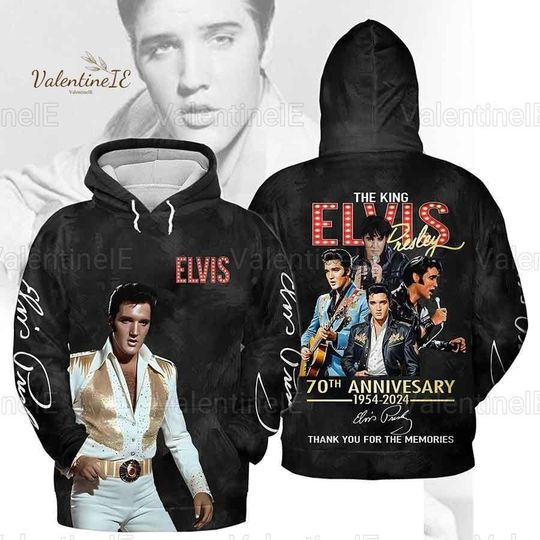 Discover Vintage Elvis Presley Shirt, 70Th Anniversary 1954 2024, The King Of Rock And Roll Tee, Elvis Tour Hoodie, Tour 2024, Gift For Fan