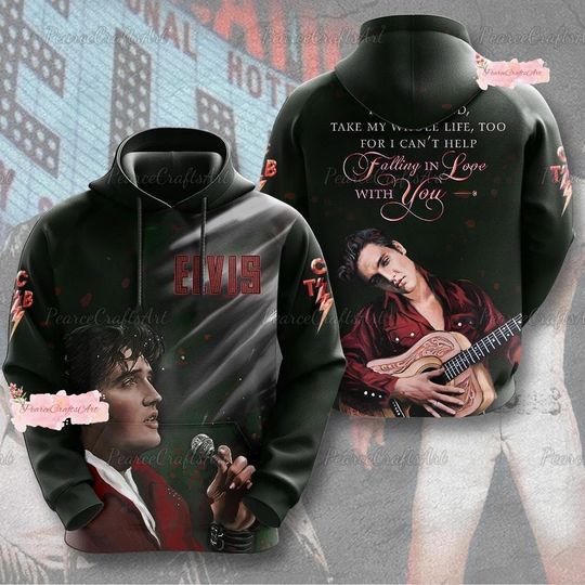 Elvis Presley 3D Hoodie, Elvis Presley 3D Shirt, Elvis King Rock N Roll Hoodie, Elvis Merch Aesthetic Hoodie, The King Unisex Hoodie