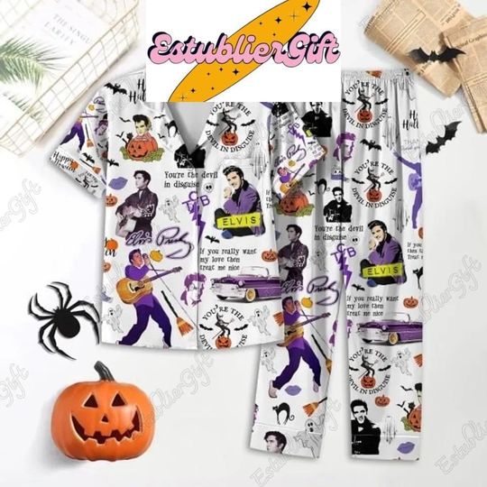 Halloween Elvis Presley Pajamas, Elvis Presley Pajamas Set, Elvis Presley Shirt, Elvis Presley Pajamas, Elvis King Pajamas Pants
