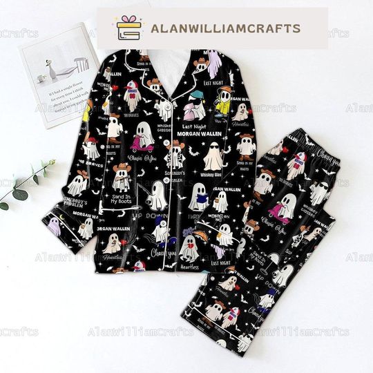 Wallen Western Ghost Halloween Pajamas, Wallen Western Pajamas Set, Cute Ghost Pajamas, Cowboy Wallen Pj Set , Spooky Season Gift