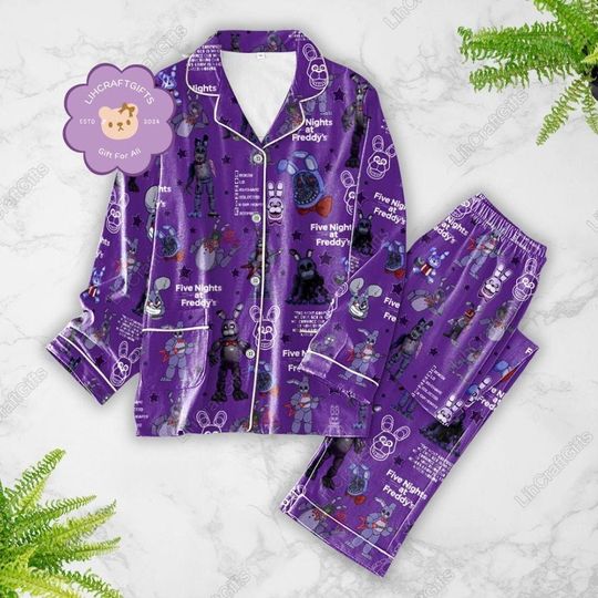 Halloween Five Nights At Freddy Pajamas, Fnaf Foxy Pajamas Set, Halloween Sleepwear, Halloween Pajamas Set, Horror Video Game Shirt