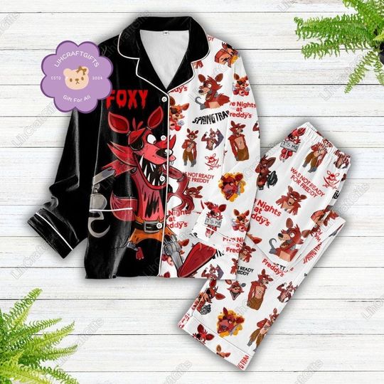 Halloween Five Nights At Freddy's Pajamas Set, Fnaf Foxy Pajamas Set, Horror Movie Shirt, Video Game Pajamas, Halloween Movie Merch