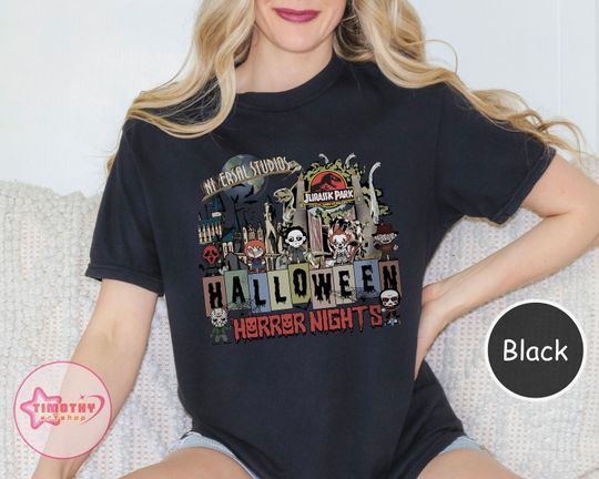 Comfort Colors Universal Studios Halloween HN Shirt, Retro Horror Characters Shirt, Scary Movie Halloween Costume Shirt