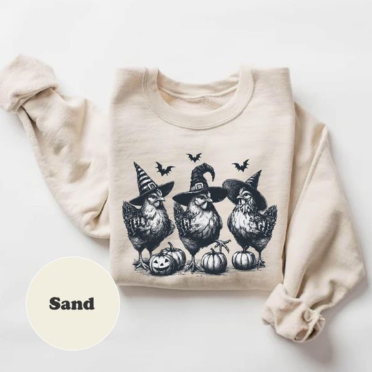 Discover Chicken Witches Funny Halloween Sweatshirt, Chicken Witch Sweater