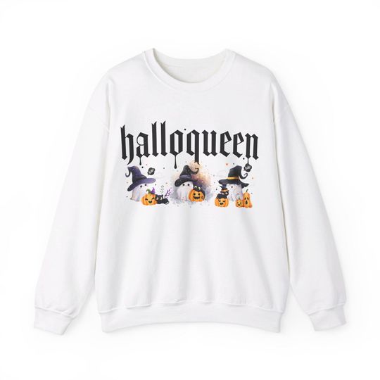 Discover Halloqueen Crewneck Sweatshirt, Cute Halloween Sweatshirt, Retro Spooky Season Sweater