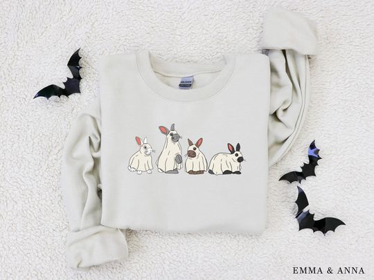 Discover Halloween Sweatshirt, Ghost Rabbit Sweatshirt, Halloween Crewneck, Fall Sweatshirt