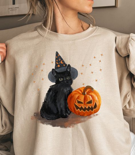 Discover Halloween Cat Sweatshirt, Ghost Sweatshirt, Ghost Cat   Sweatshirt