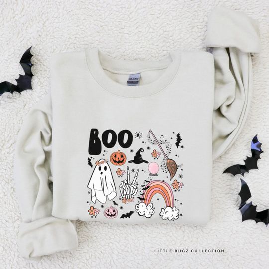 Discover retro halloween vibes sweatshirt, halloween favourites sweatshirt